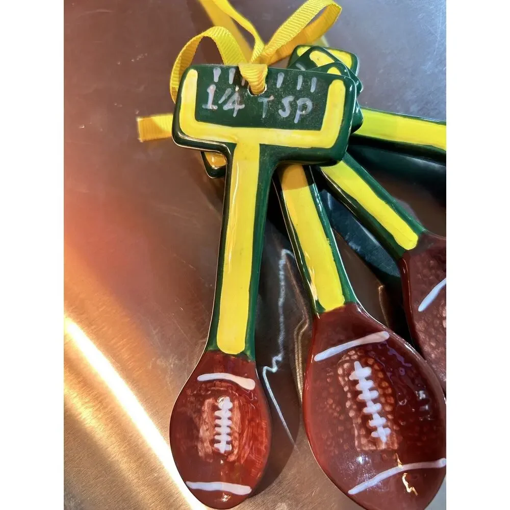 Set Of 4 Measuring Spoons: Green Bay Packers NFL Football theme